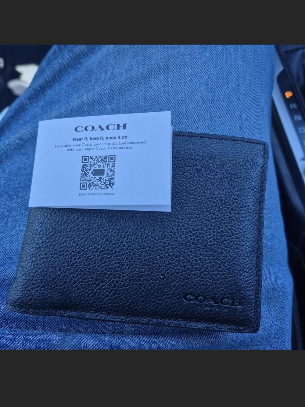 Coach Black Pebbled Leather Card & Key Holder